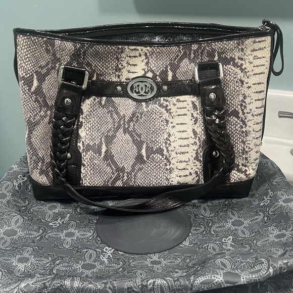 Sharif Handbags - Sharif Black and White Snakeskin Tote Bag